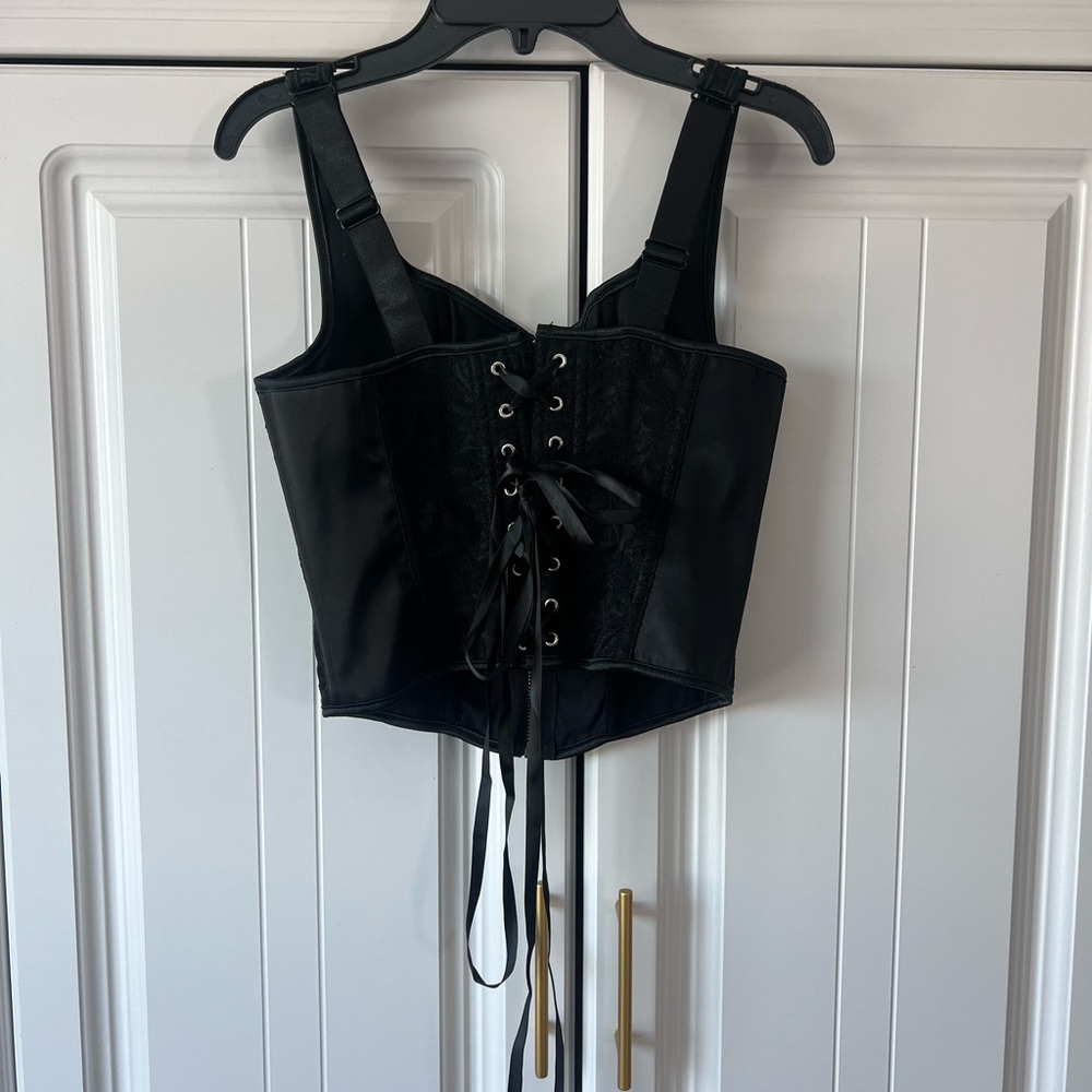 Black Lace-Up Corset Top